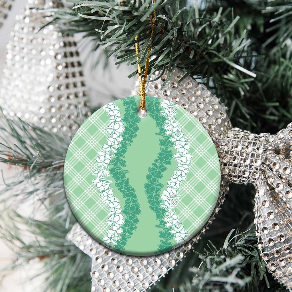 Hawaii Aloha Plumeria Lei Mint Palaka Ceramic Ornament - Polynesian Pride