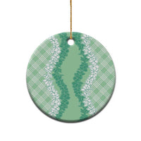 Hawaii Aloha Plumeria Lei Mint Palaka Ceramic Ornament - Polynesian Pride