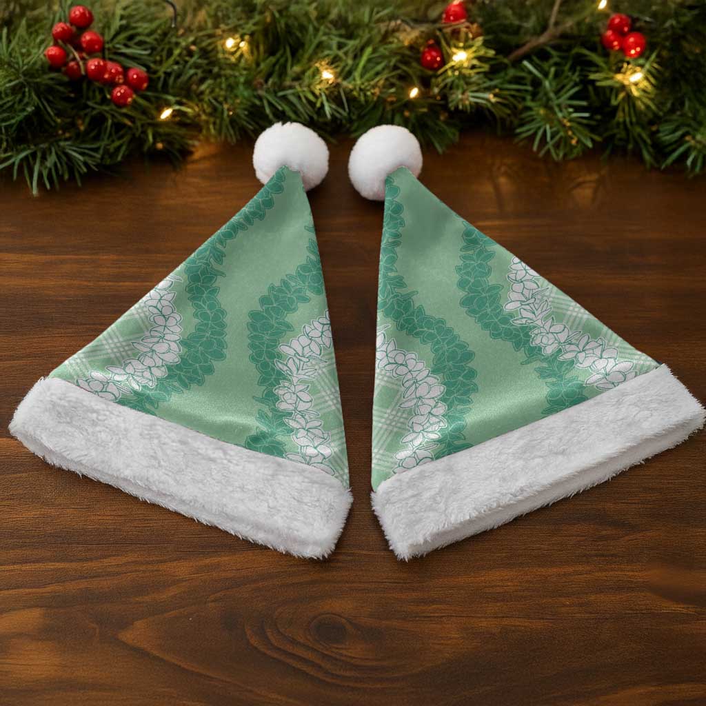 Hawaii Aloha Plumeria Lei Mint Palaka Christmas Santa Hat - Polynesian Pride