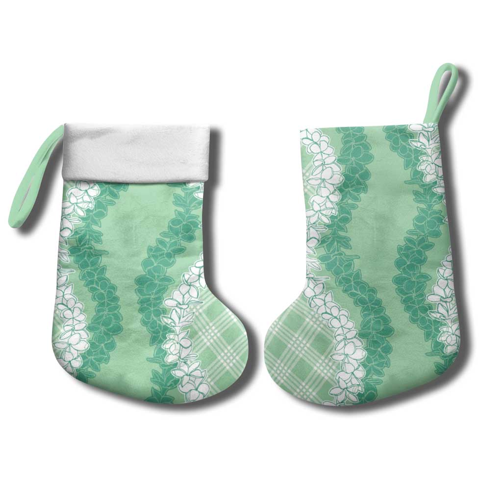 Hawaii Aloha Plumeria Lei Mint Palaka Christmas Stocking - Polynesian Pride