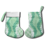 Hawaii Aloha Plumeria Lei Mint Palaka Christmas Stocking - Polynesian Pride