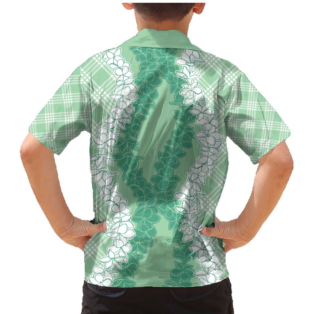 Hawaii Aloha Plumeria Lei Mint Palaka Family Matching Mermaid Dress and Hawaiian Shirt LT7 - Polynesian Pride