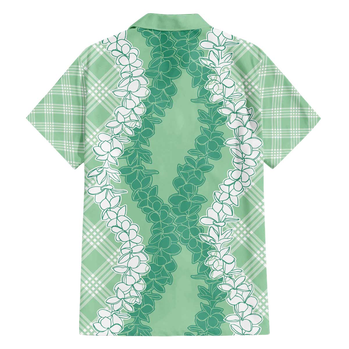 Hawaii Aloha Plumeria Lei Mint Palaka Family Matching Off The Shoulder Long Sleeve Dress and Hawaiian Shirt LT7 - Polynesian Pride