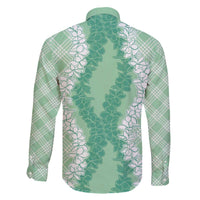 Hawaii Aloha Plumeria Lei Mint Palaka Family Matching Off The Shoulder Long Sleeve Dress and Hawaiian Shirt LT7 - Polynesian Pride