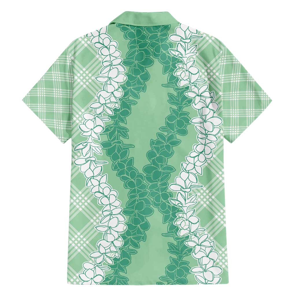 Hawaii Aloha Plumeria Lei Mint Palaka Family Matching Off Shoulder Maxi Dress and Hawaiian Shirt LT7 - Polynesian Pride