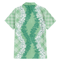 Hawaii Aloha Plumeria Lei Mint Palaka Family Matching Off Shoulder Maxi Dress and Hawaiian Shirt LT7 - Polynesian Pride