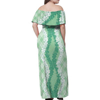 Hawaii Aloha Plumeria Lei Mint Palaka Family Matching Off Shoulder Maxi Dress and Hawaiian Shirt LT7 - Polynesian Pride