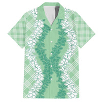 Hawaii Aloha Plumeria Lei Mint Palaka Family Matching Summer Maxi Dress and Hawaiian Shirt LT7 Dad's Shirt - Short Sleeve Mint - Polynesian Pride