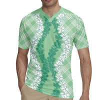 Hawaii Aloha Plumeria Lei Mint Palaka Rugby Jersey - Polynesian Pride