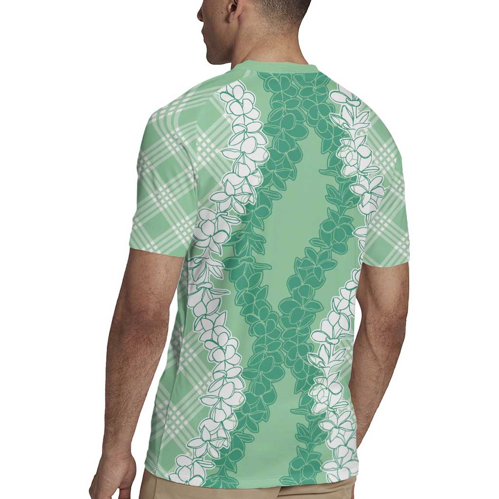 Hawaii Aloha Plumeria Lei Mint Palaka Rugby Jersey - Polynesian Pride