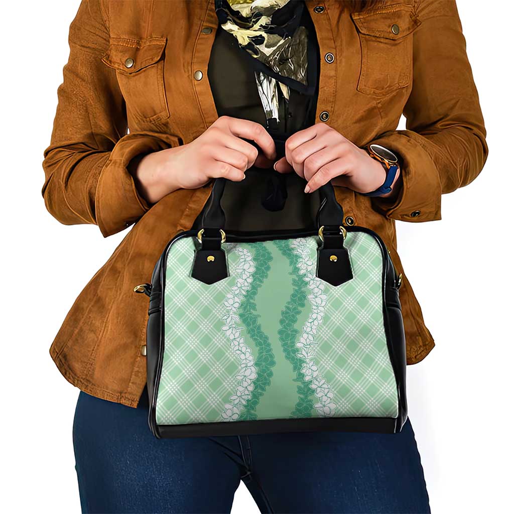 Hawaii Aloha Plumeria Lei Mint Palaka Shoulder Handbag - Polynesian Pride