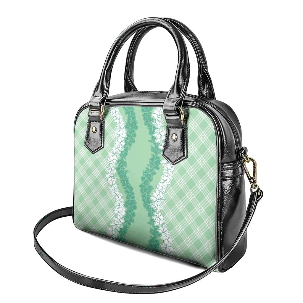 Hawaii Aloha Plumeria Lei Mint Palaka Shoulder Handbag - Polynesian Pride