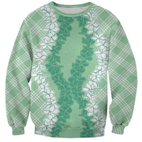 Hawaii Aloha Plumeria Lei Mint Palaka Sweatshirt - Polynesian Pride