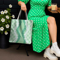 Hawaii Aloha Plumeria Lei Mint Palaka Tote Bag - Polynesian Pride