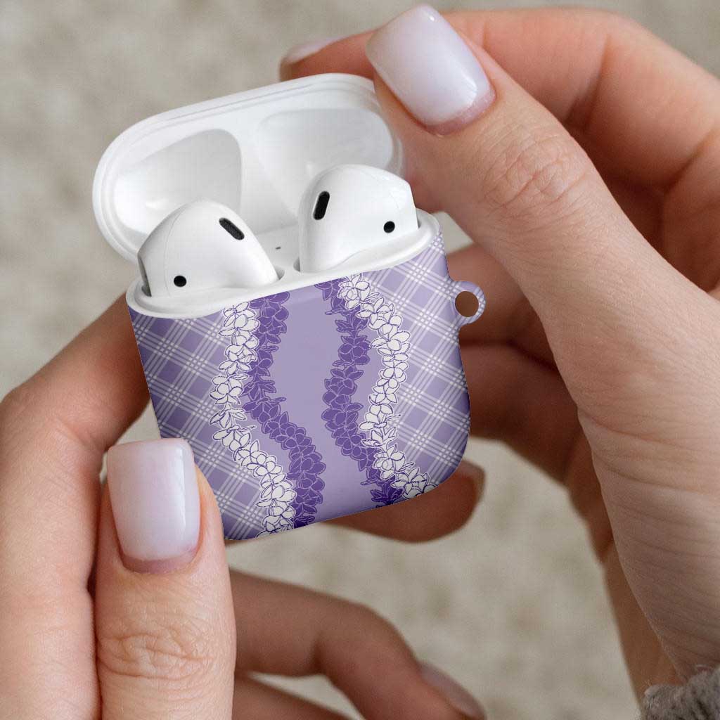 Hawaii Aloha Plumeria Lei Lavender Palaka AirPods Case LT7 - Polynesian Pride