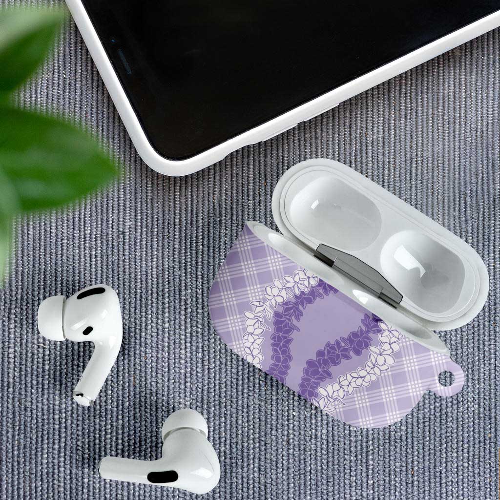 Hawaii Aloha Plumeria Lei Lavender Palaka AirPods Case LT7 - Polynesian Pride
