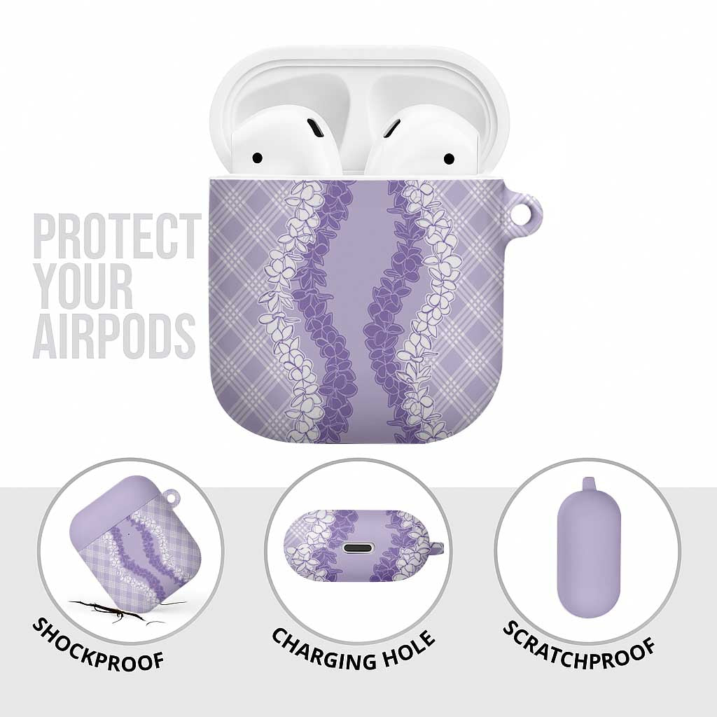 Hawaii Aloha Plumeria Lei Lavender Palaka AirPods Case LT7 - Polynesian Pride