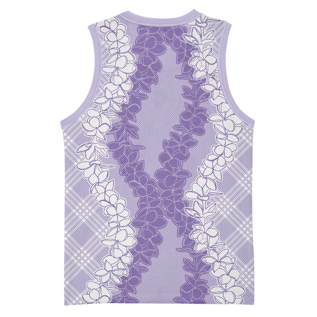 Hawaii Aloha Plumeria Lei Lavender Palaka Basketball Jersey - Polynesian Pride