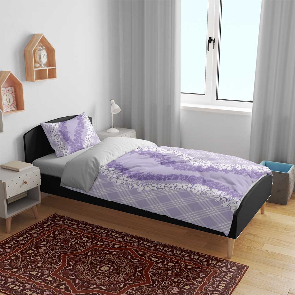 Hawaii Aloha Plumeria Lei Lavender Palaka Bedding Set - Polynesian Pride