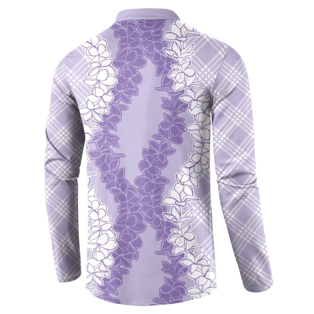 Hawaii Aloha Plumeria Lei Lavender Palaka Button Sweatshirt - Polynesian Pride