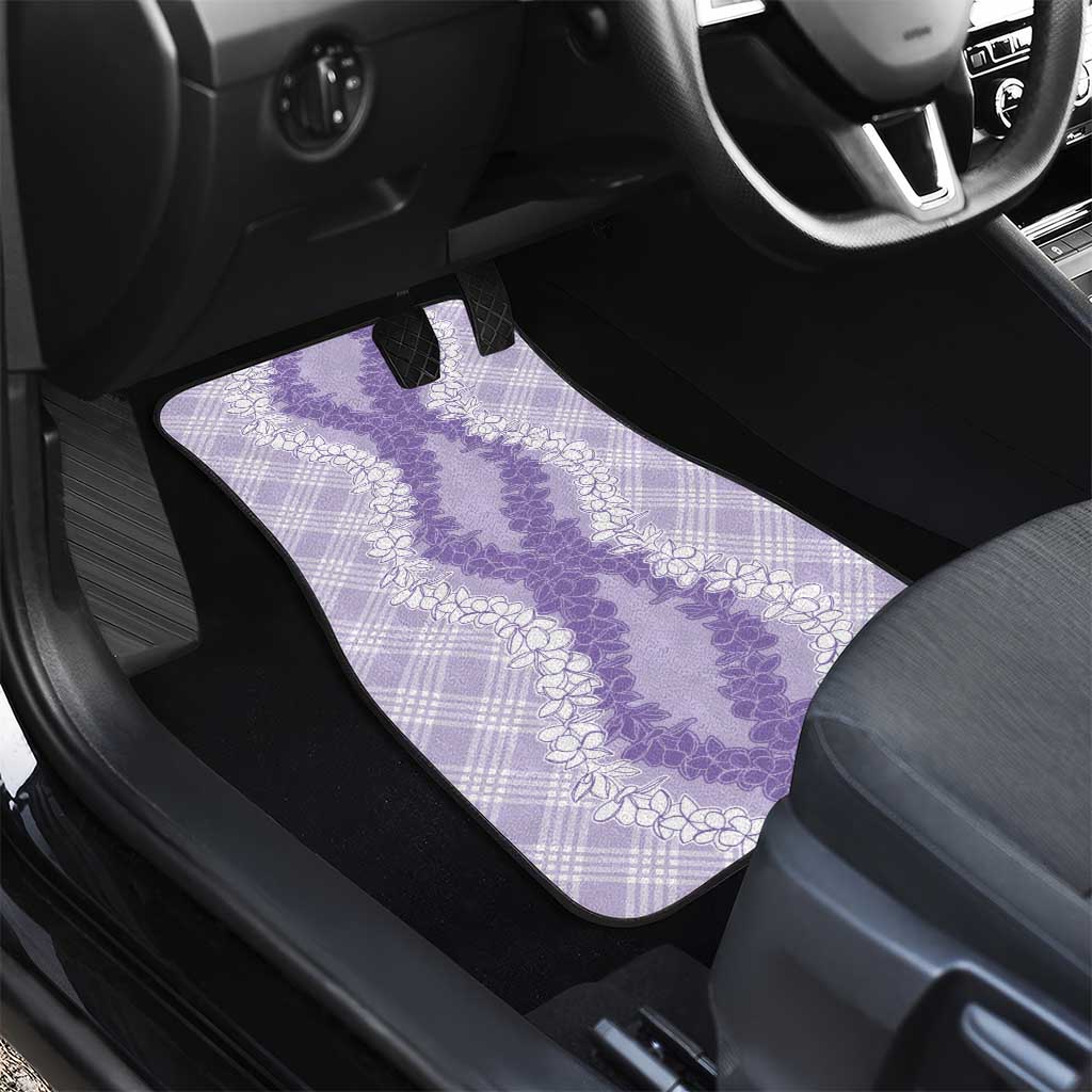 Hawaii Aloha Plumeria Lei Lavender Palaka Car Mats - Polynesian Pride