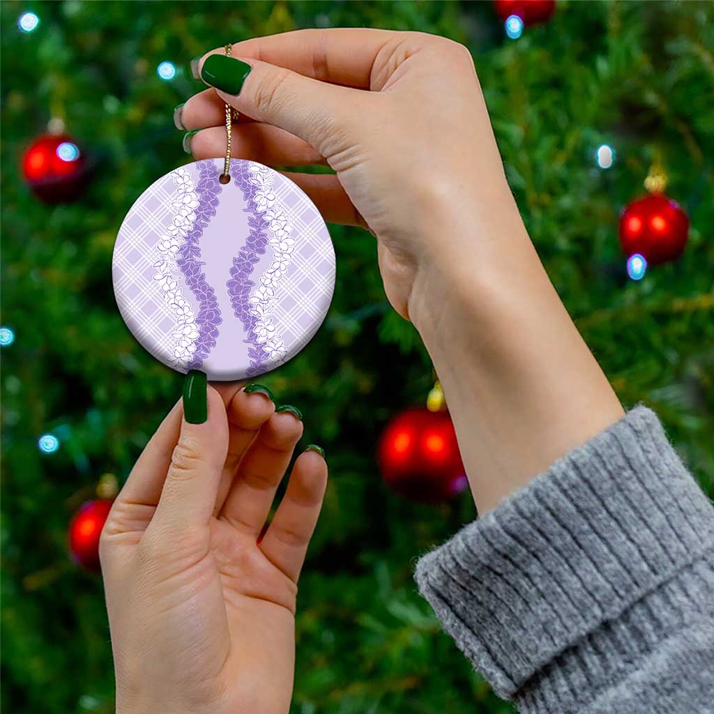 Hawaii Aloha Plumeria Lei Lavender Palaka Ceramic Ornament - Polynesian Pride