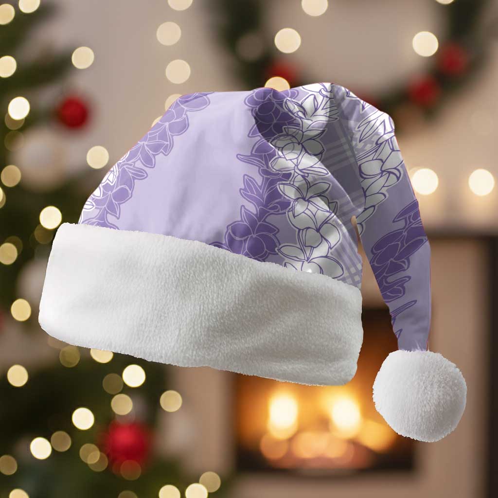 Hawaii Aloha Plumeria Lei Lavender Palaka Christmas Santa Hat - Polynesian Pride