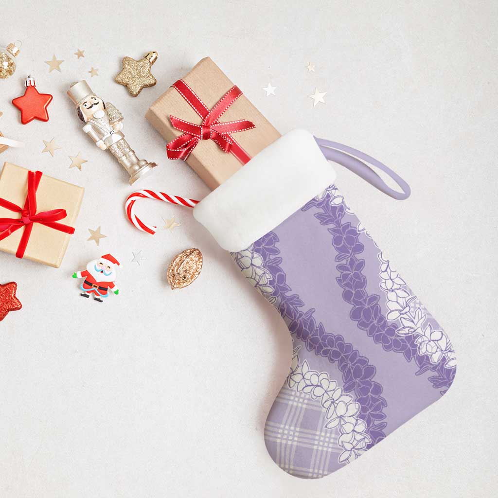 Hawaii Aloha Plumeria Lei Lavender Palaka Christmas Stocking - Polynesian Pride