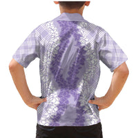 Hawaii Aloha Plumeria Lei Lavender Palaka Family Matching Mermaid Dress and Hawaiian Shirt LT7 - Polynesian Pride