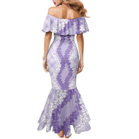 Hawaii Aloha Plumeria Lei Lavender Palaka Family Matching Mermaid Dress and Hawaiian Shirt LT7 - Polynesian Pride