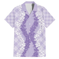 Hawaii Aloha Plumeria Lei Lavender Palaka Family Matching Off The Shoulder Long Sleeve Dress and Hawaiian Shirt LT7 Dad's Shirt - Short Sleeve Lavender - Polynesian Pride