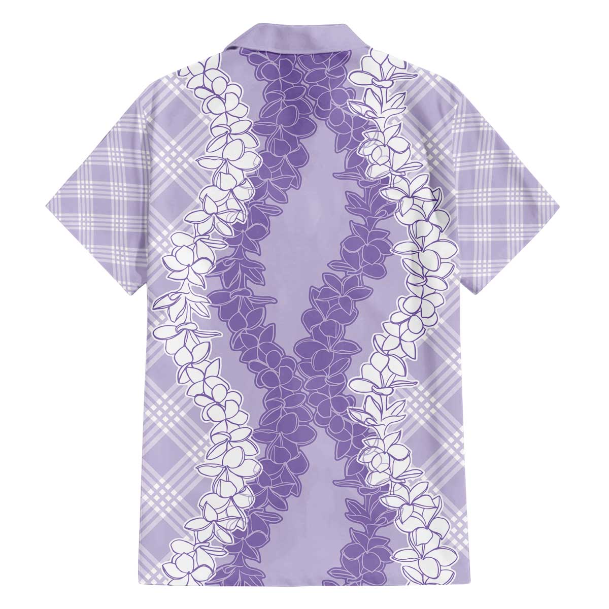 Hawaii Aloha Plumeria Lei Lavender Palaka Family Matching Off The Shoulder Long Sleeve Dress and Hawaiian Shirt LT7 - Polynesian Pride