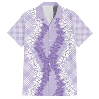 Hawaii Aloha Plumeria Lei Lavender Palaka Family Matching Off Shoulder Maxi Dress and Hawaiian Shirt LT7 Dad's Shirt - Short Sleeve Lavender - Polynesian Pride