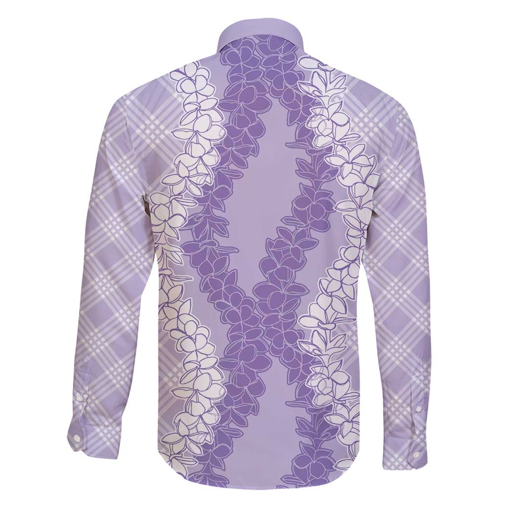 Hawaii Aloha Plumeria Lei Lavender Palaka Family Matching Off Shoulder Maxi Dress and Hawaiian Shirt LT7 - Polynesian Pride