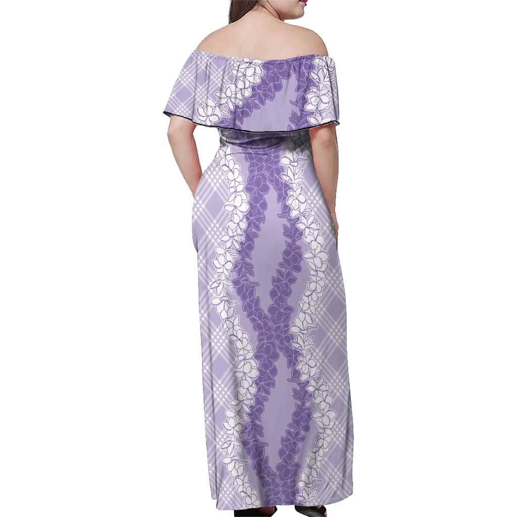 Hawaii Aloha Plumeria Lei Lavender Palaka Family Matching Off Shoulder Maxi Dress and Hawaiian Shirt LT7 - Polynesian Pride
