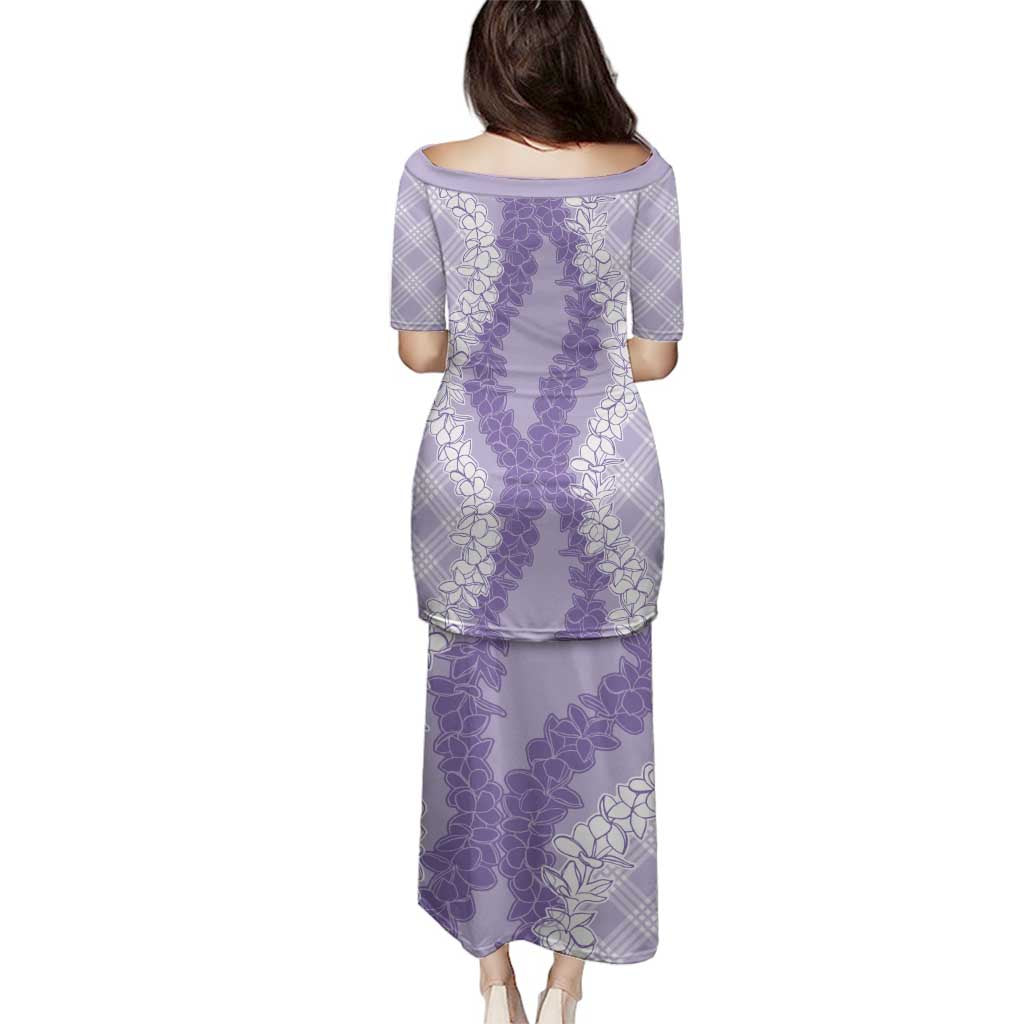 Hawaii Aloha Plumeria Lei Lavender Palaka Family Matching Puletasi and Hawaiian Shirt LT7 - Polynesian Pride
