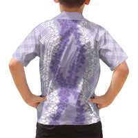 Hawaii Aloha Plumeria Lei Lavender Palaka Family Matching Short Sleeve Bodycon Dress and Hawaiian Shirt LT7 - Polynesian Pride