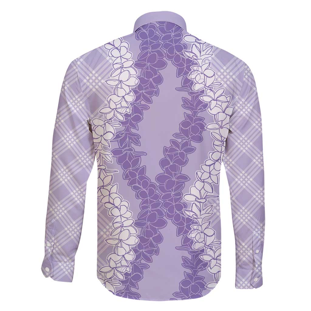 Hawaii Aloha Plumeria Lei Lavender Palaka Family Matching Short Sleeve Bodycon Dress and Hawaiian Shirt LT7 - Polynesian Pride