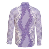 Hawaii Aloha Plumeria Lei Lavender Palaka Family Matching Short Sleeve Bodycon Dress and Hawaiian Shirt LT7 - Polynesian Pride