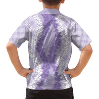 Hawaii Aloha Plumeria Lei Lavender Palaka Family Matching Summer Maxi Dress and Hawaiian Shirt LT7 - Polynesian Pride