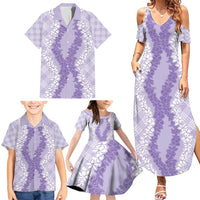 Hawaii Aloha Plumeria Lei Lavender Palaka Family Matching Summer Maxi Dress and Hawaiian Shirt LT7 - Polynesian Pride