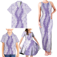 Hawaii Aloha Plumeria Lei Lavender Palaka Family Matching Tank Maxi Dress and Hawaiian Shirt LT7 - Polynesian Pride