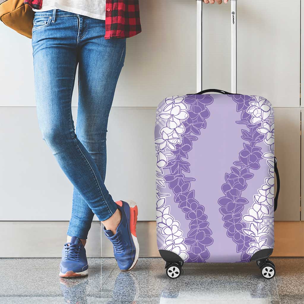 Hawaii Aloha Plumeria Lei Lavender Palaka Luggage Cover LT7 - Polynesian Pride