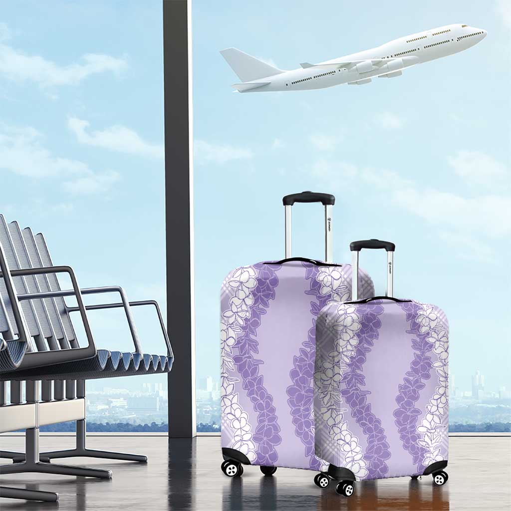 Hawaii Aloha Plumeria Lei Lavender Palaka Luggage Cover LT7 - Polynesian Pride