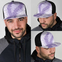 Hawaii Aloha Plumeria Lei Lavender Palaka Mesh Trucker Cap - Polynesian Pride