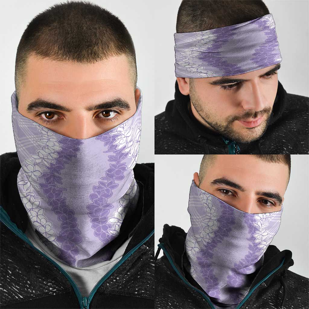 Hawaii Aloha Plumeria Lei Lavender Palaka Neck Gaiter - Polynesian Pride