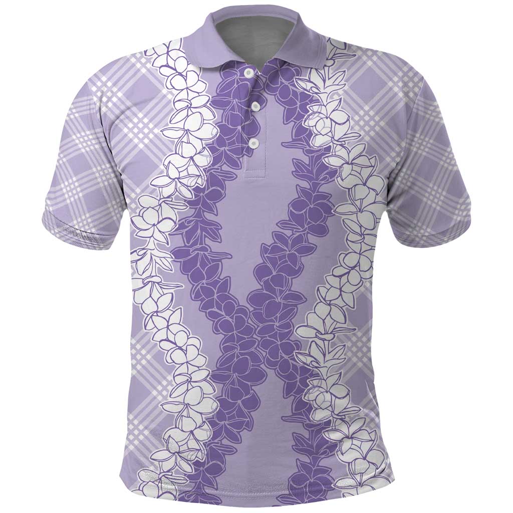 Hawaii Aloha Plumeria Lei Lavender Palaka Polo Shirt - Polynesian Pride