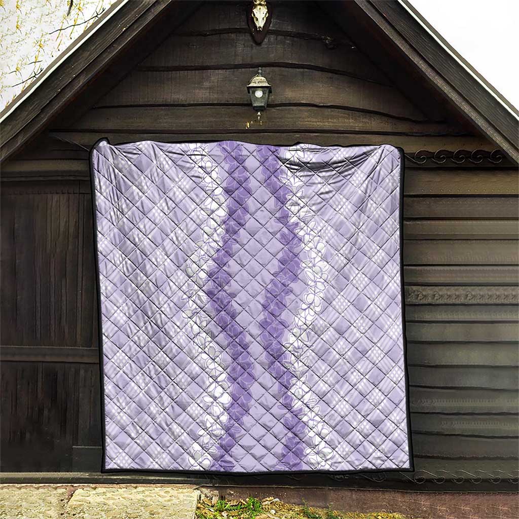 Hawaii Aloha Plumeria Lei Lavender Palaka Quilt - Polynesian Pride
