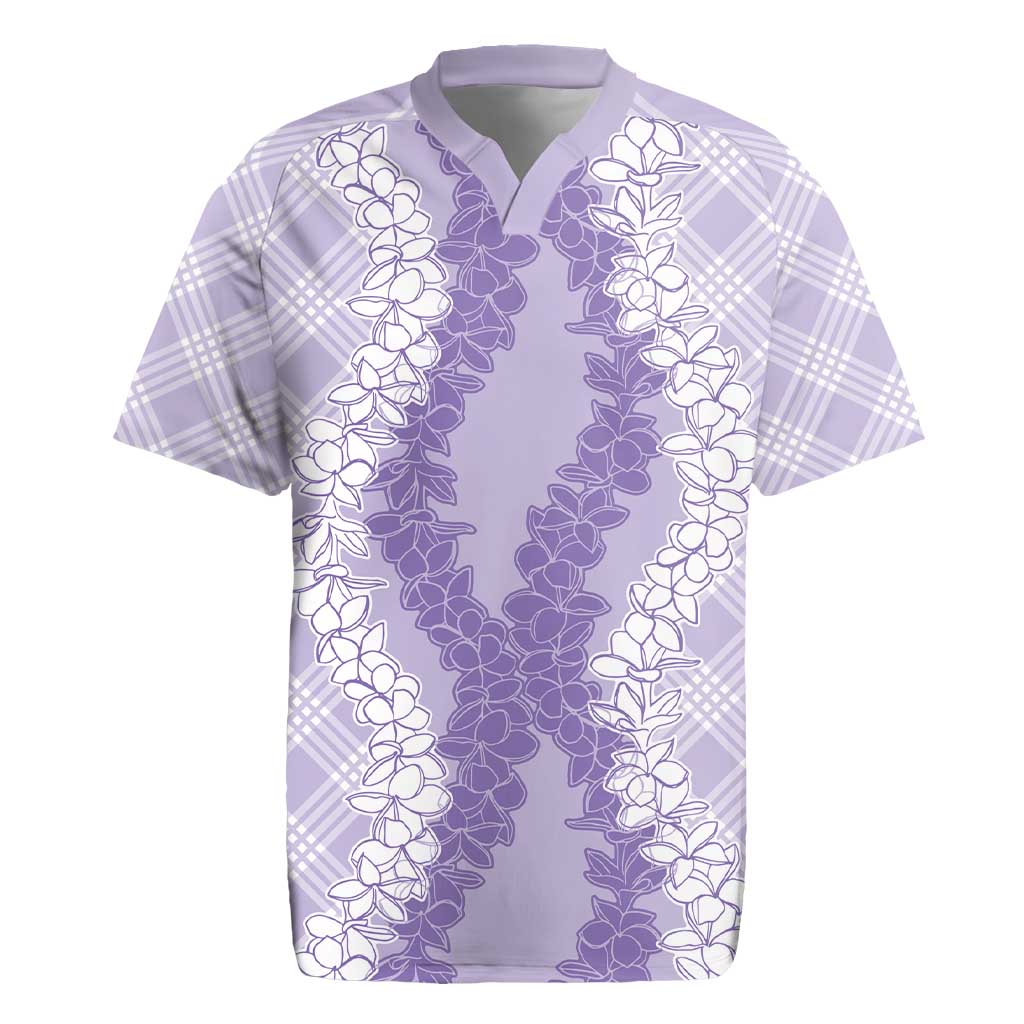 Hawaii Aloha Plumeria Lei Lavender Palaka Rugby Jersey LT7 Lavender - Polynesian Pride
