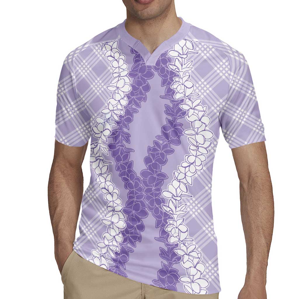 Hawaii Aloha Plumeria Lei Lavender Palaka Rugby Jersey LT7 - Polynesian Pride